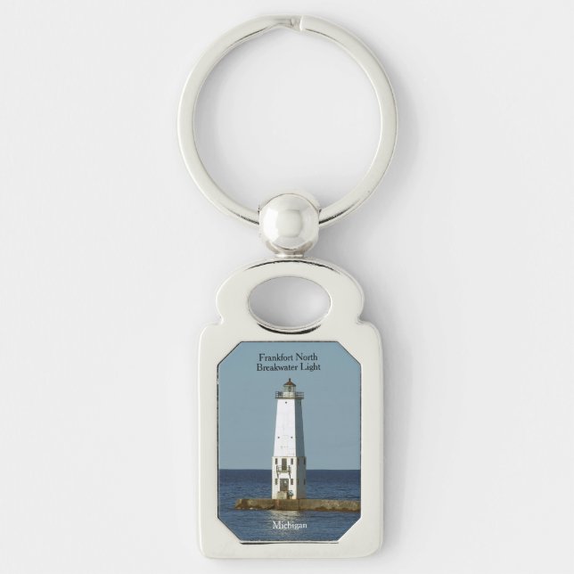 Frankfort North Breakwater Light metal key chain (Front)