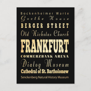 Frankfurt City of Germany Typography Art Postcard