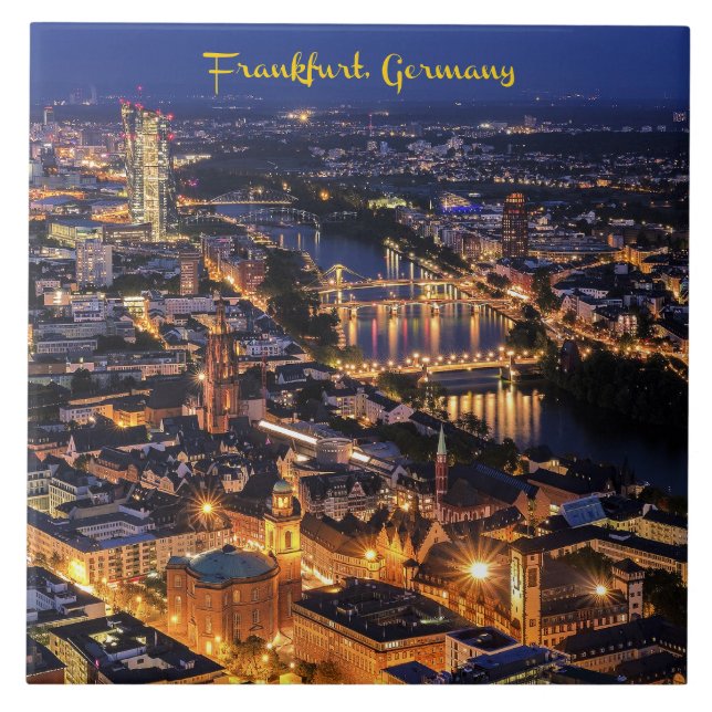 Frankfurt, Germany at Twilight Ceramic Tile (Front)