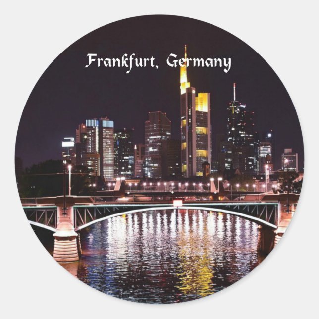 Frankfurt, Germany  cityscape photograph Classic Round Sticker (Front)