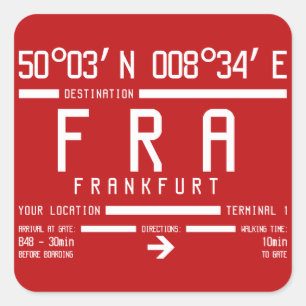 Frankfurt Germany IATA Airport Code Square Sticker