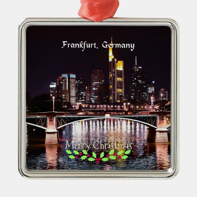 Frankfurt, Germany, Merry Christmas Metal Ornament (Front)