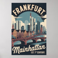 Frankfurt Germany Retro Skyline Cityscape Travel
