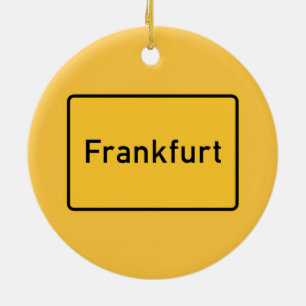 Frankfurt, Germany Road Sign Ceramic Tree Decoration