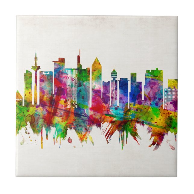 Frankfurt Germany Skyline Ceramic Tile (Front)