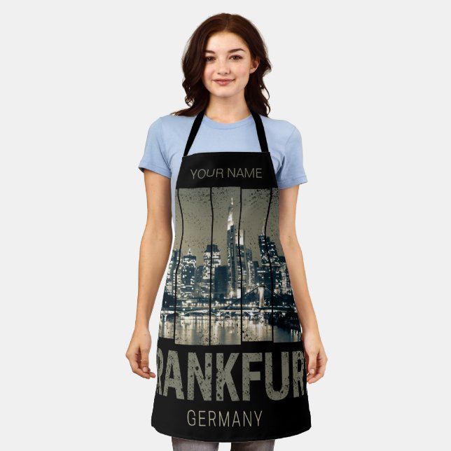 Frankfurt Germany Skyline Retro Vintage Souvenir Apron (Worn)