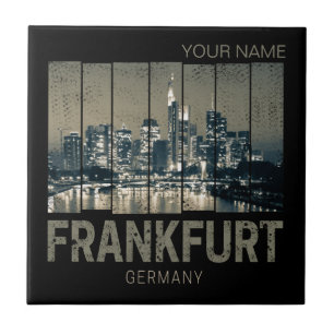 Frankfurt Germany Skyline Retro Vintage Souvenir Ceramic Tile