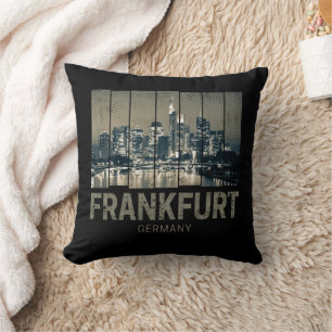 Frankfurt Germany Skyline Retro Vintage Souvenir Cushion