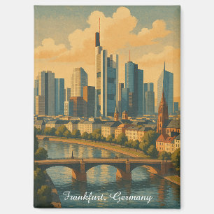 Frankfurt Germany Skyline Vintage Travel Magnet