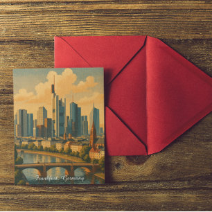 Frankfurt Germany Skyline Vintage Travel Postcard