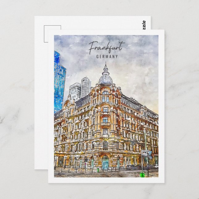 Frankfurt Germany Travel Place Watercolor Postcard (Front/Back)