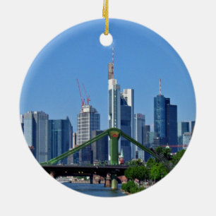 Frankfurt skyline ceramic ornament