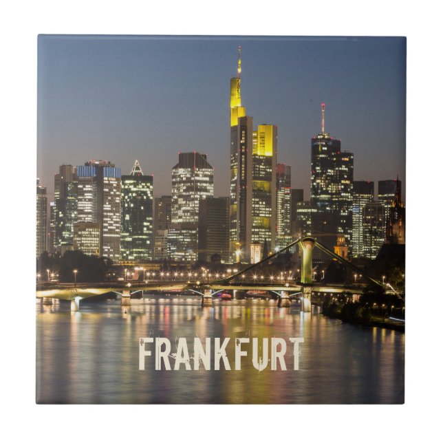 Frankfurt Skyline Germany Vintage Souvenir gift Ceramic Tile (Front)