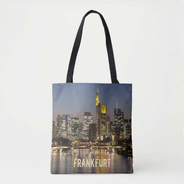 Frankfurt Skyline Germany Vintage Souvenir gift Tote Bag (Front)