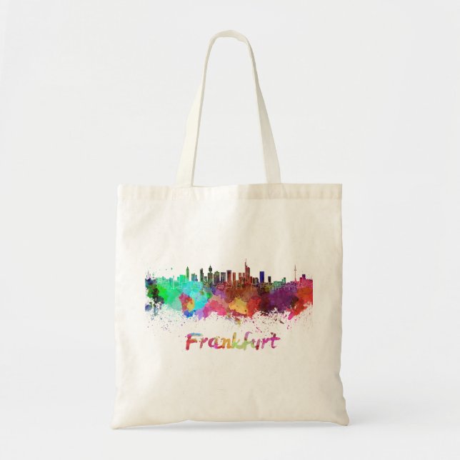 Frankfurt skyline in watercolor tote bag (Front)
