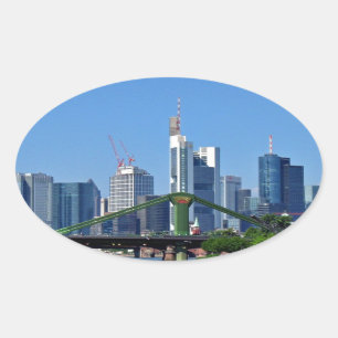 Frankfurt skyline oval sticker