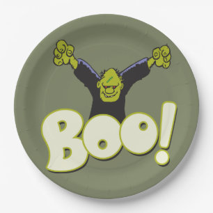 Frankie Monster Superhero Frankenstein Halloween Paper Plate