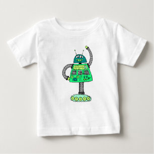 Frankie robot, green on white baby T-Shirt