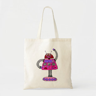 Frankie Robot: Pink on white Tote Bag