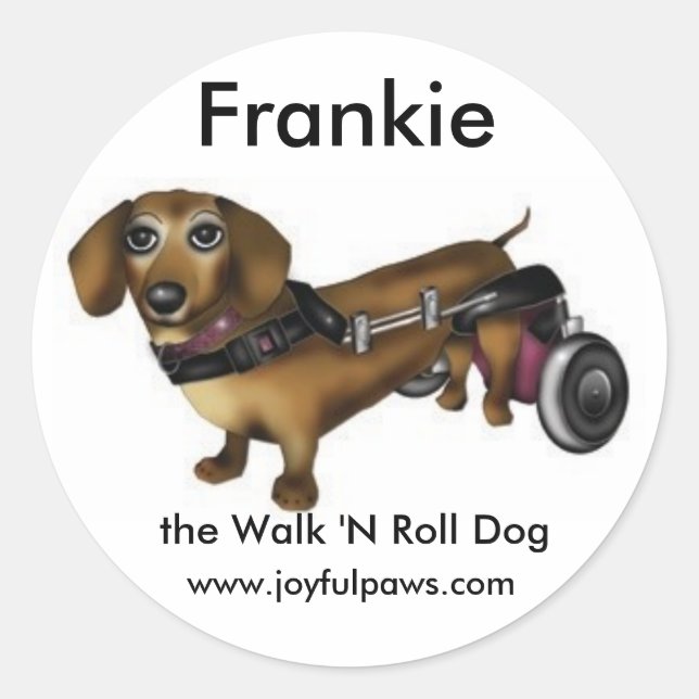 Frankie Small, Frankie, the Walk 'N Roll Dog Classic Round Sticker (Front)