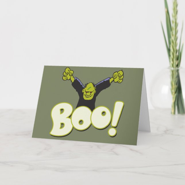 Frankie Superhero - Frankenstein Monster Halloween Card (Front)