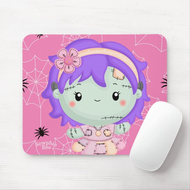 Frankie the Fabric Monster Pink Spiderweb Mouse Pa Mouse Pad (With Mouse)
