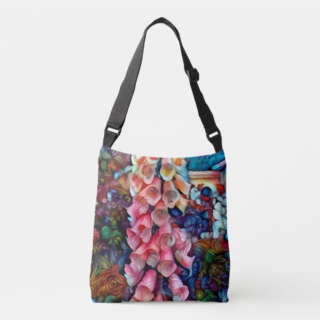 FRANKIES FOXGLOVE tote or crossbody bag 3 sizes (Front)