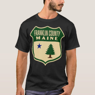 Franklin County Maine Retro Pine Tree Shield Green T-Shirt
