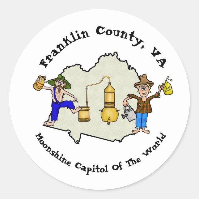 Franklin County, VA Moonshine Stickers (Front)