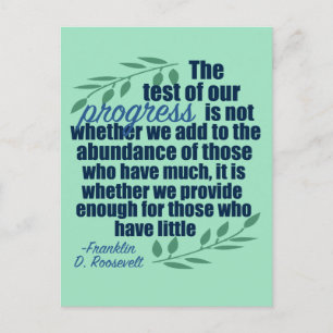 Franklin D. Roosevelt on Progress Quote Postcard