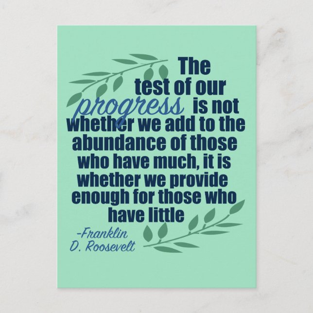 Franklin D. Roosevelt on Progress Quote Postcard (Front)