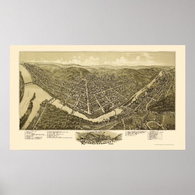 Franklin, PA Panoramic Map - 1901 Poster (Front)