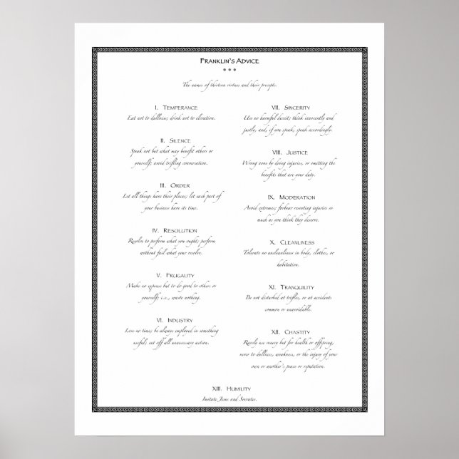 Franklin's Advice Poster (Front)