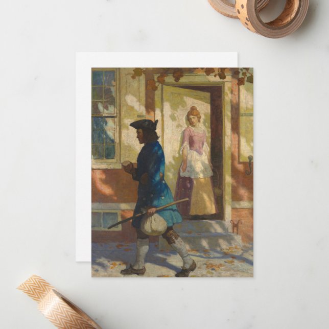 Franklin's Arrival in Philadelphia by N. C. Wyeth Card (Front/Back In Situ)