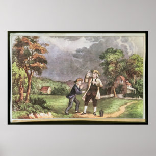 Franklin's experiment in electricity poster