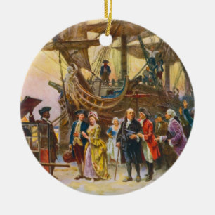 Franklin's Return to Philadelphia by Jean Ferris Ceramic Tree Decoration