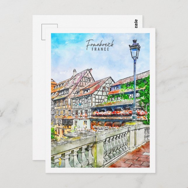 Frankreich France Travel Place Watercolor Postcard (Front/Back)