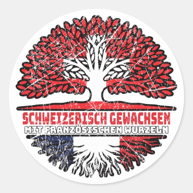Frankreich Französisch Schweizer Schweiz Baum Classic Round Sticker (Front)