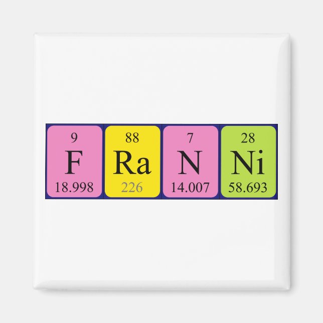 Franni periodic table name magnet (Front)