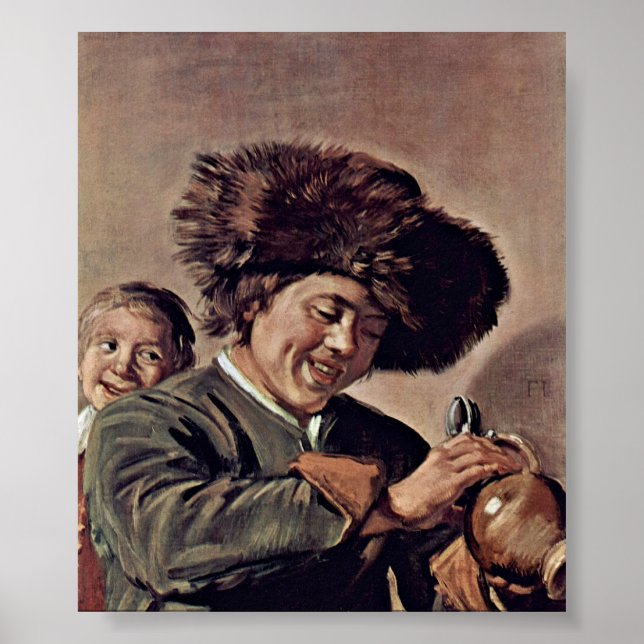 Frans Hals - Two laughing boys with a beer mug Poster (Front)