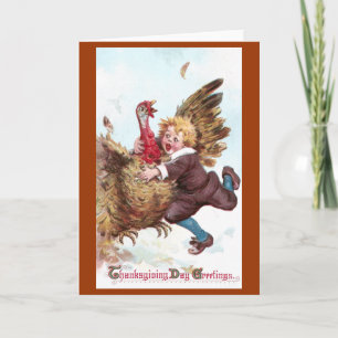 Frantically Flapping Turkey Vintage Thanksgiving Holiday Card