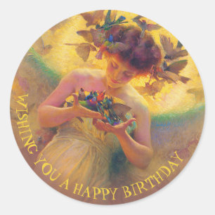 Franz Dvorak Angel of the birds CC0030 Birthday Classic Round Sticker