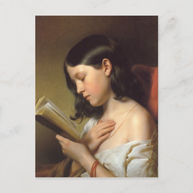 Franz Eybl - Lesendes Mädchen (Reading Girl), 1850 Postcard (Front)