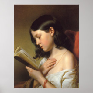 Franz Eybl - Lesendes Mädchen (Reading Girl), 1850 Poster