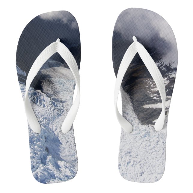 Franz Josef Glacier Aerial View, New Zealand Thongs (Footbed)