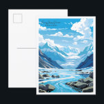 Franz Josef Glacier vintage travel illustration Postcard<br><div class="desc">Franz Josef Glacier New Zealand vintage travel place illustration</div>