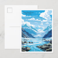 Franz Josef Glacier vintage travel illustration