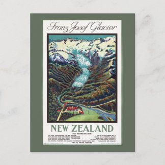 Franz Josef Glacier Vintage Travel Poster Postcard