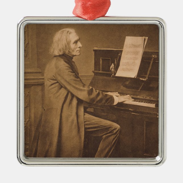 Franz Liszt  at the Piano Metal Ornament (Front)