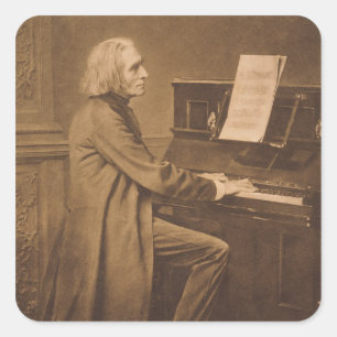 Franz Liszt  at the Piano Square Sticker